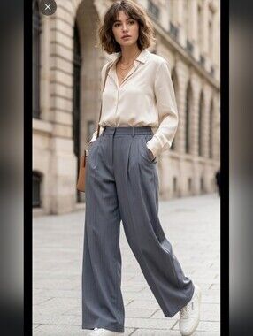 Halara Flex™ High Waisted Pocket Wide Leg Waffle Work Pants Grey XL